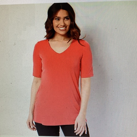 Susan Graver Modern Essential Regular Liquid Knit Tunic - Coral Pop NIB Size 4X - Picture 8 of 9